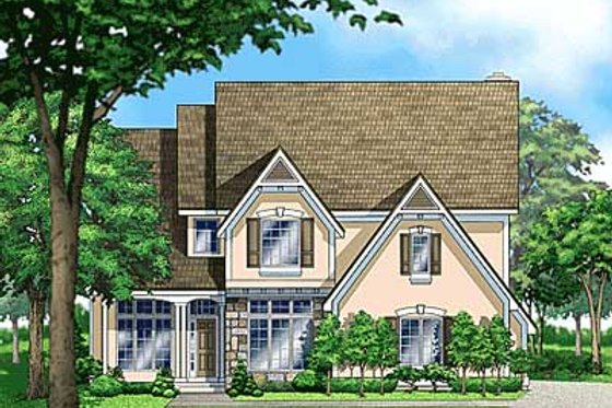 Exterior - Front Elevation for European House Plan #67-562 - 4 bed, 3.5 bath
