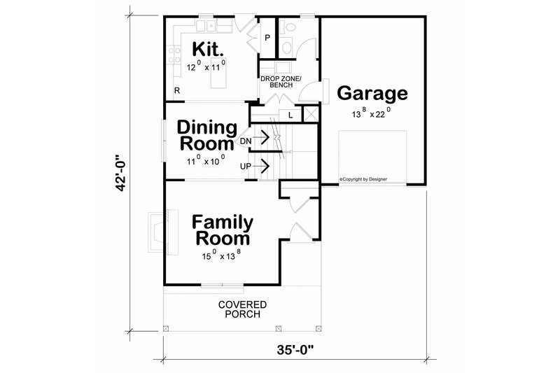 Dream House Plan - Floor Plan - Main Floor for Farmhouse House Plan #20-2658 - 3 bed, 2.5 bath