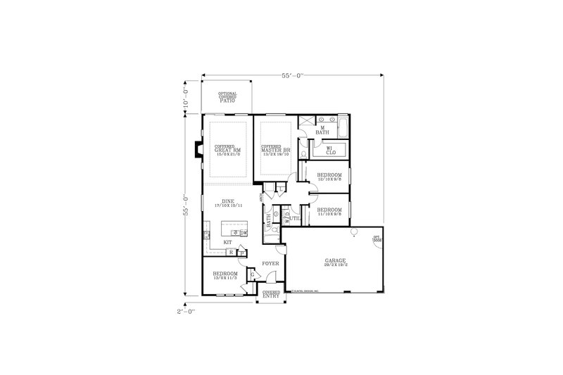 Architectural House Design - Floor Plan - Main Floor for Craftsman House Plan #53-684 - 4 bed, 2 bath