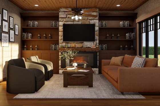 Interior - Family Room for European House Plan #17-2260 - 3 bed, 2.5 bath