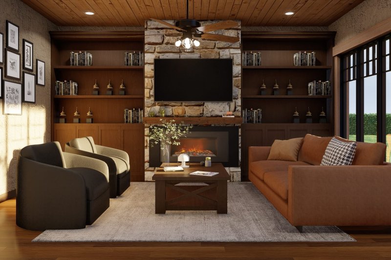 House Blueprint - Interior - Family Room for European House Plan #17-2260 - 3 bed, 2.5 bath