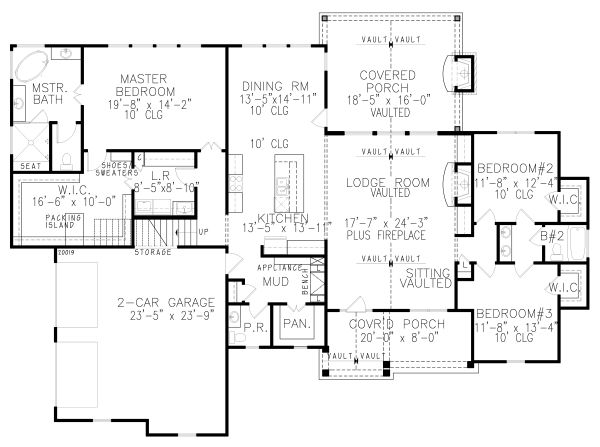 Architectural House Design - Farmhouse Floor Plan - Main Floor Plan #54-389