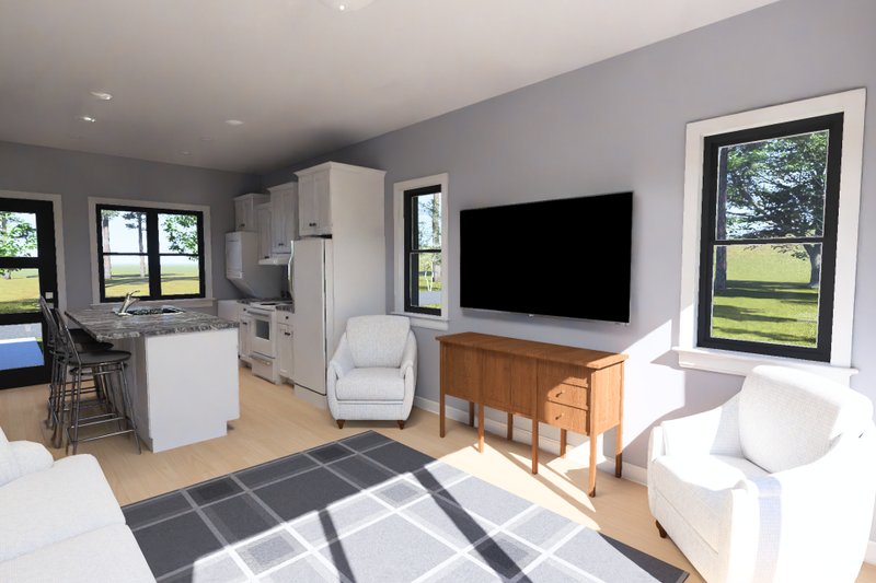 House Blueprint - Interior - Family Room 3 for Modern House Plan #513-2481 - 2 bed, 2 bath