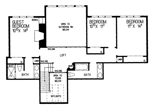 House Design - Traditional Floor Plan - Upper Floor Plan #72-314
