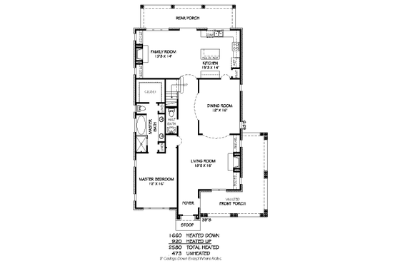 Floor Plan - Main Floor for European House Plan #424-171 - 3 bed, 1.5 bath