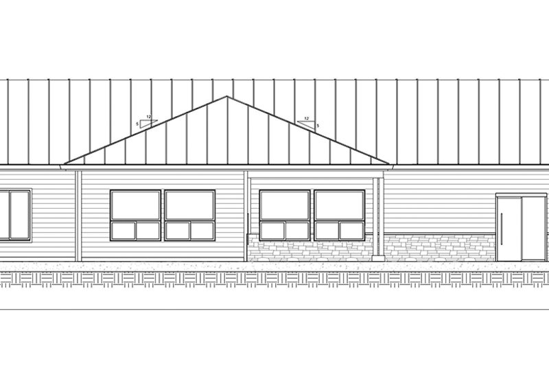 House Blueprint - Exterior - Rear Elevation for Farmhouse House Plan #1077-3 - 3 bed, 2 bath