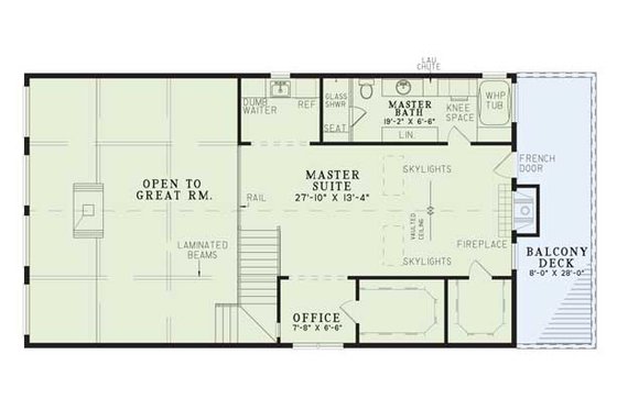 Floor Plan - Upper Floor for Cabin House Plan #17-232 - 3 bed, 2 bath