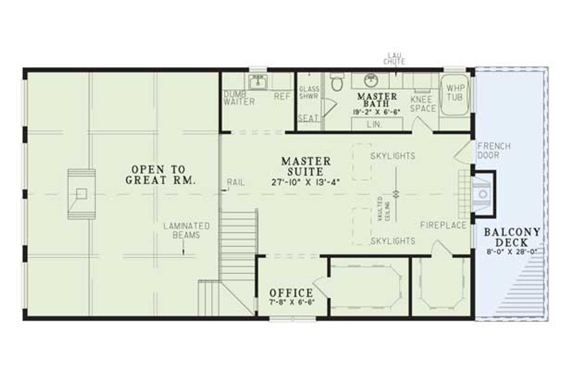 House Blueprint - Floor Plan - Upper Floor for Cabin House Plan #17-232 - 3 bed, 2 bath
