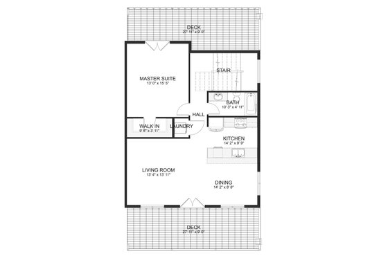 Floor Plan - Upper Floor for Farmhouse House Plan #1060-123 - 1 bed, 2 bath