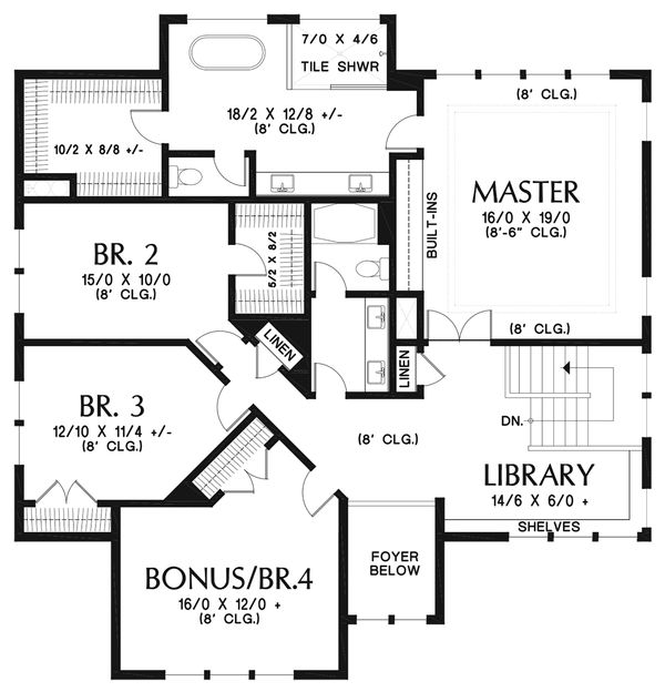 House Plan Design - Contemporary Floor Plan - Upper Floor Plan #48-963