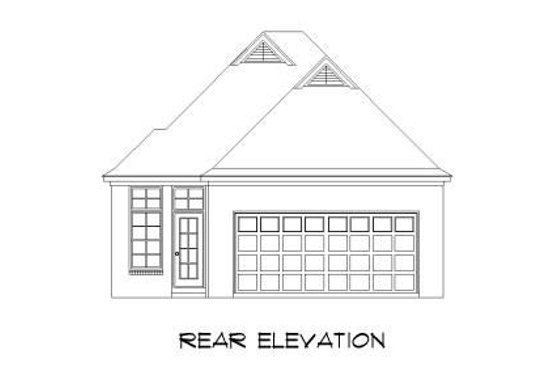 Exterior - Rear Elevation for European House Plan #424-55 - 3 bed, 2 bath