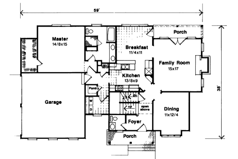 Dream House Plan - Floor Plan - Main Floor for Traditional House Plan #41-156 - 4 bed, 2.5 bath