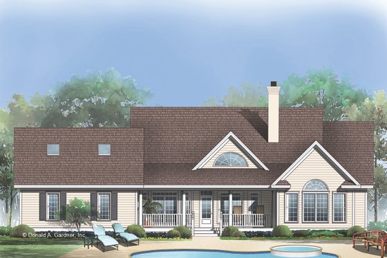 Exterior - Rear Elevation for Country House Plan #929-348 - 4 bed, 2.5 bath