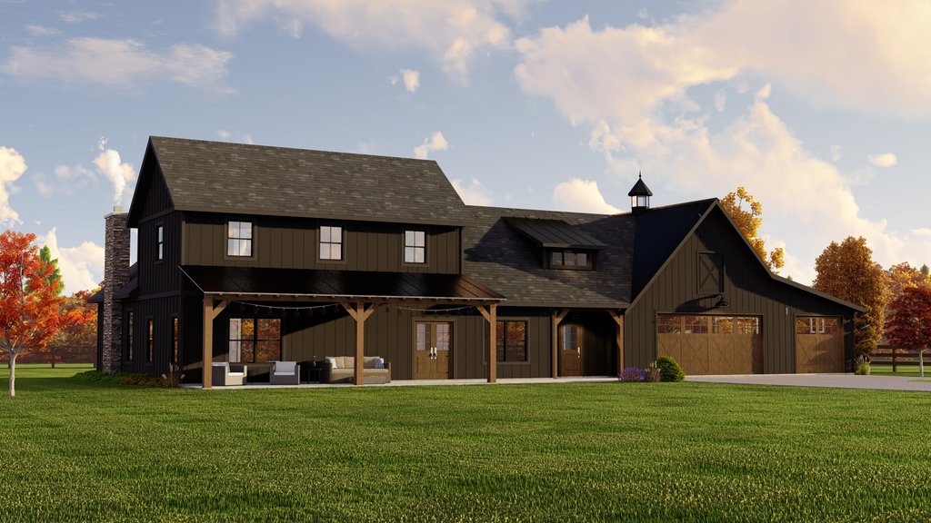 Exterior - Front Elevation 3 for Barndominium House Plan #1064-231 - 3 bed, 2.5 bath