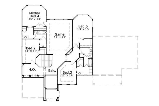 Floor Plan - Upper Floor for Traditional House Plan #411-148 - 5 bed, 3.5 bath