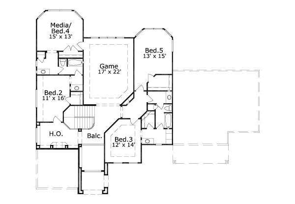 Traditional Floor Plan - Upper Floor Plan #411-148
