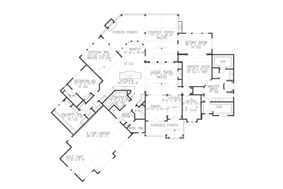 Floor Plan - Main Floor for Craftsman House Plan #54-542 - 5 bed, 5.5 bath