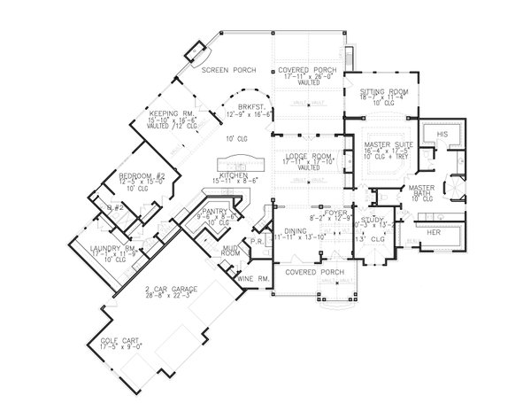 House Blueprint - Craftsman Floor Plan - Main Floor Plan #54-542