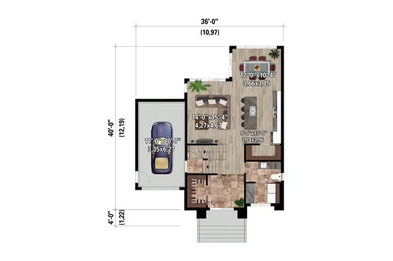 Floor Plan - Main Floor for European House Plan #25-4975 - 3 bed, 1 bath