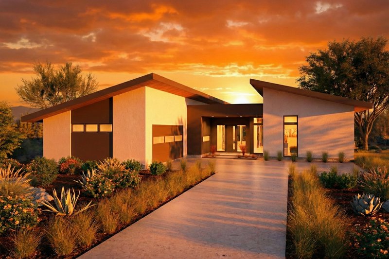 House Plan Design - Exterior - Front Elevation 3 for Contemporary House Plan #80-220 - 3 bed, 2.5 bath