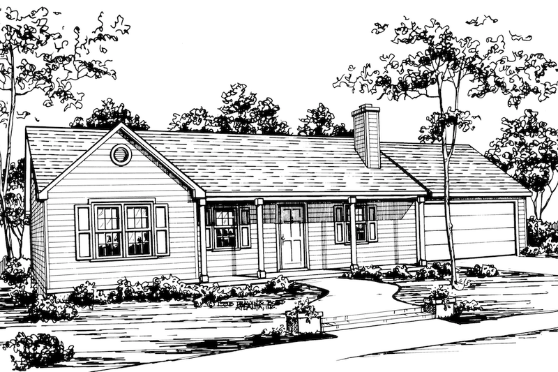 Architectural House Design - Exterior - Front Elevation 3 for Ranch House Plan #30-353 - 3 bed, 2 bath