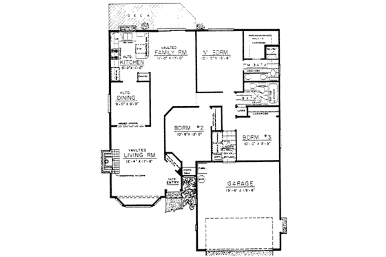 Floor Plan - Main Floor for Traditional House Plan #303-288 - 3 bed, 2 bath