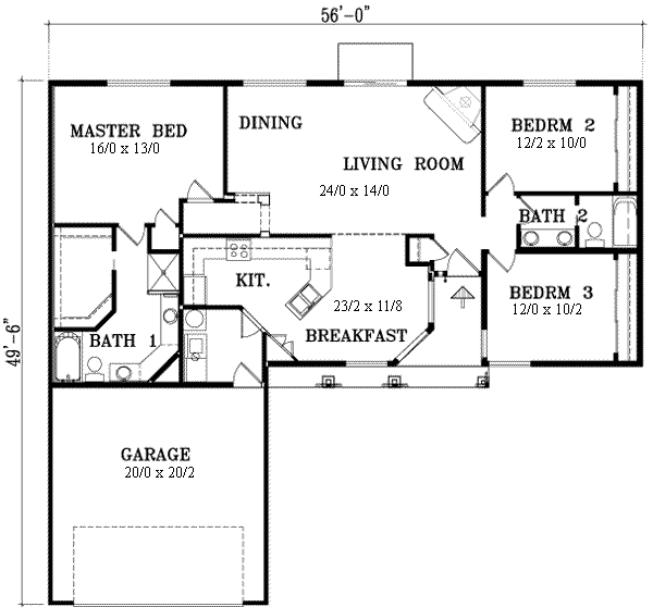 Ranch Floor Plan - Main Floor Plan #1-1270