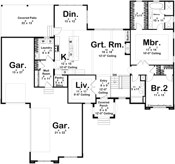 House Blueprint - Mediterranean Floor Plan - Main Floor Plan #455-389