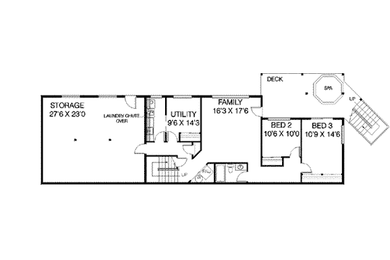 Floor Plan - Lower Floor for Ranch House Plan #60-379 - 4 bed, 2.5 bath