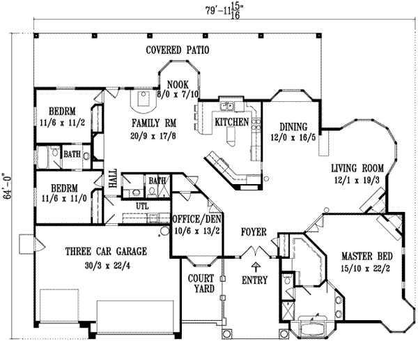 Adobe / Southwestern Floor Plan - Main Floor Plan #1-1168