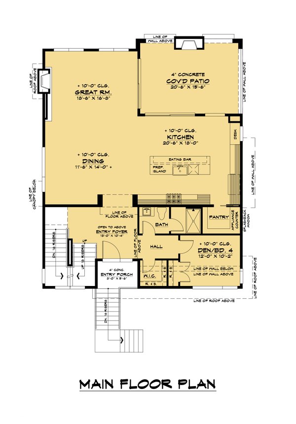 House Blueprint - Contemporary Floor Plan - Main Floor Plan #1066-155