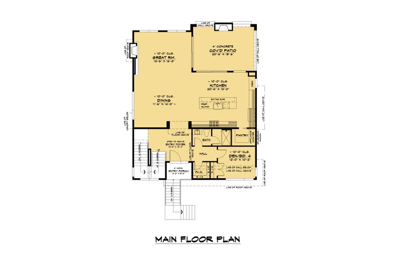 House Blueprint - Floor Plan - Main Floor for Contemporary House Plan #1066-155 - 4 bed, 4 bath