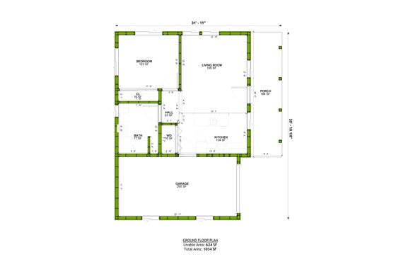 Floor Plan - Main Floor for Modern House Plan #1106-170 - 1 bed, 1 bath