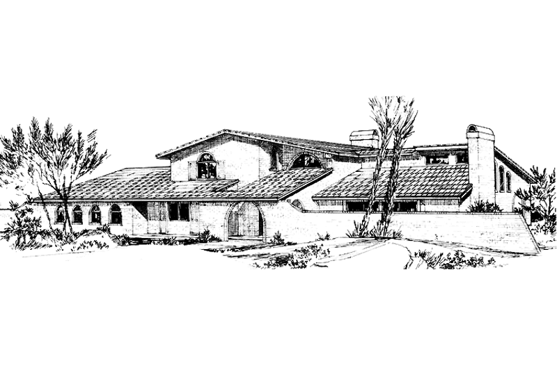 Home Plan - Exterior - Front Elevation 3 for Mediterranean House Plan #320-796 - 4 bed, 3 bath