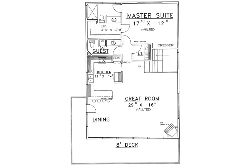 Architectural House Design - Floor Plan - Main Floor for European House Plan #117-818 - 3 bed, 2.5 bath
