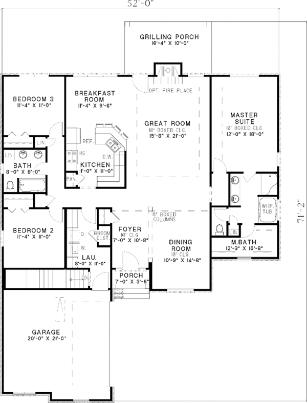 Dream House Plan - Country Floor Plan - Main Floor Plan #17-2952