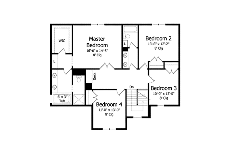 Home Plan - Floor Plan - Upper Floor for Country House Plan #51-1004 - 4 bed, 2.5 bath