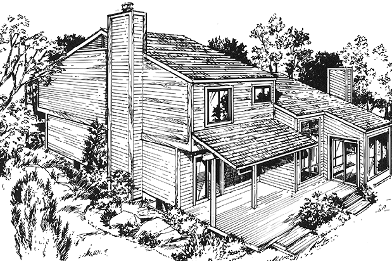 Architectural House Design - Prairie Exterior - Front Elevation Plan #320-1305