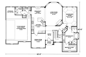 Floor Plan - Main Floor for Mediterranean House Plan #20-256 - 3 bed, 3 bath