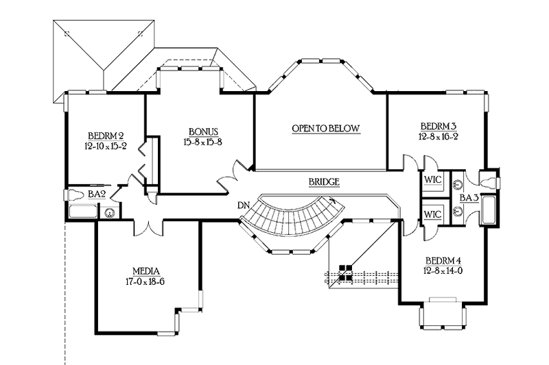 Home Plan - Floor Plan - Upper Floor for Contemporary House Plan #132-491 - 4 bed, 3.5 bath