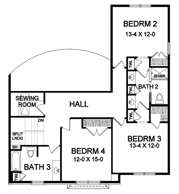 House Plan Design - Traditional Floor Plan - Upper Floor Plan #328-336