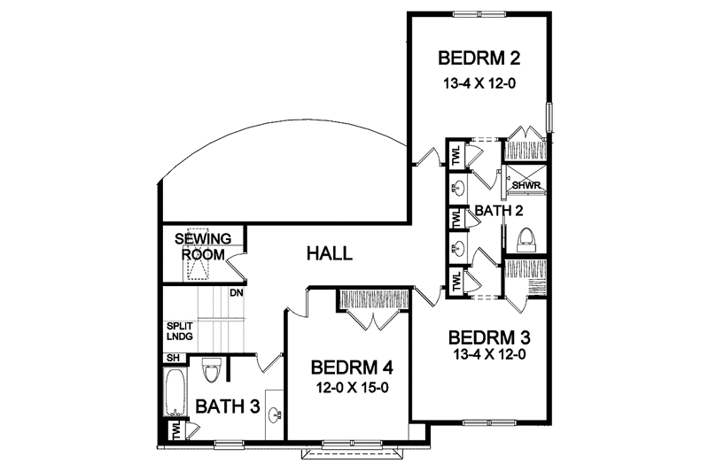 Home Plan - Floor Plan - Upper Floor for Traditional House Plan #328-336 - 4 bed, 3 bath