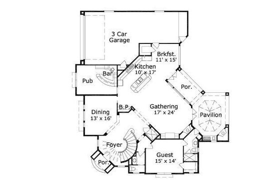 Floor Plan - Main Floor for European House Plan #411-630 - 4 bed, 4.5 bath