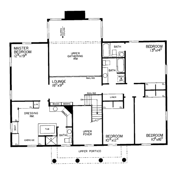 Architectural House Design - Classical Floor Plan - Upper Floor Plan #72-769