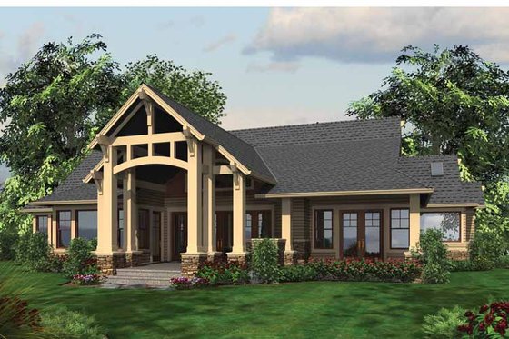 Exterior - Rear Elevation 1 for Craftsman House Plan #132-548 - 3 bed, 2.5 bath