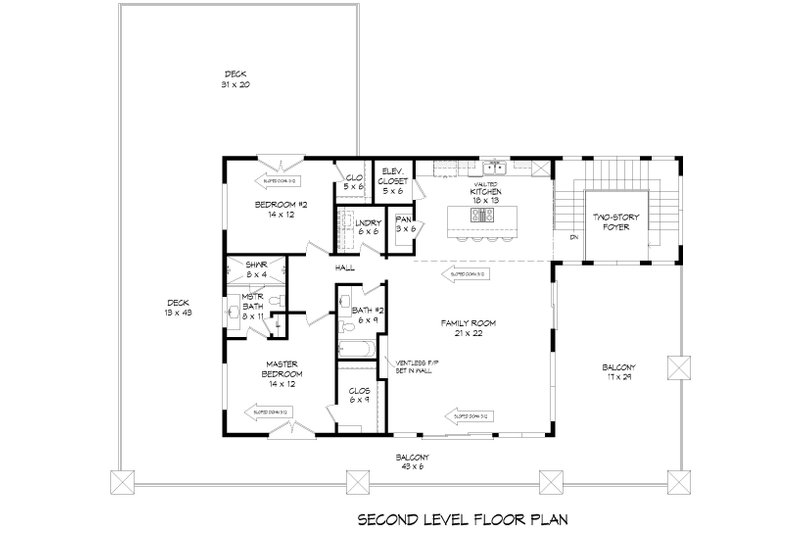 Architectural House Design - Floor Plan - Upper Floor for Contemporary House Plan #932-988 - 2 bed, 3 bath
