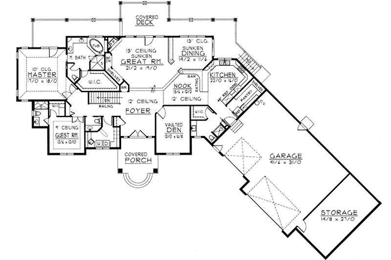 House Blueprint - Floor Plan - Main Floor for Traditional House Plan #1037-12 - 4 bed, 5.5 bath
