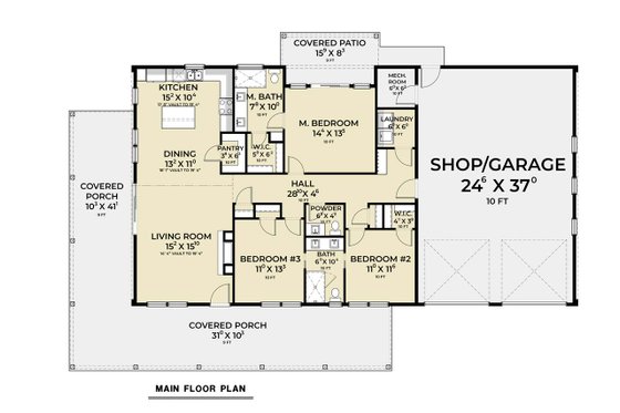 Floor Plan - Main Floor for Contemporary House Plan #1070-240 - 3 bed, 2.5 bath