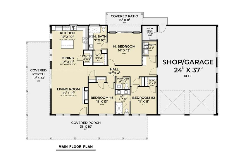 Home Plan - Floor Plan - Main Floor for Contemporary House Plan #1070-240 - 3 bed, 2.5 bath