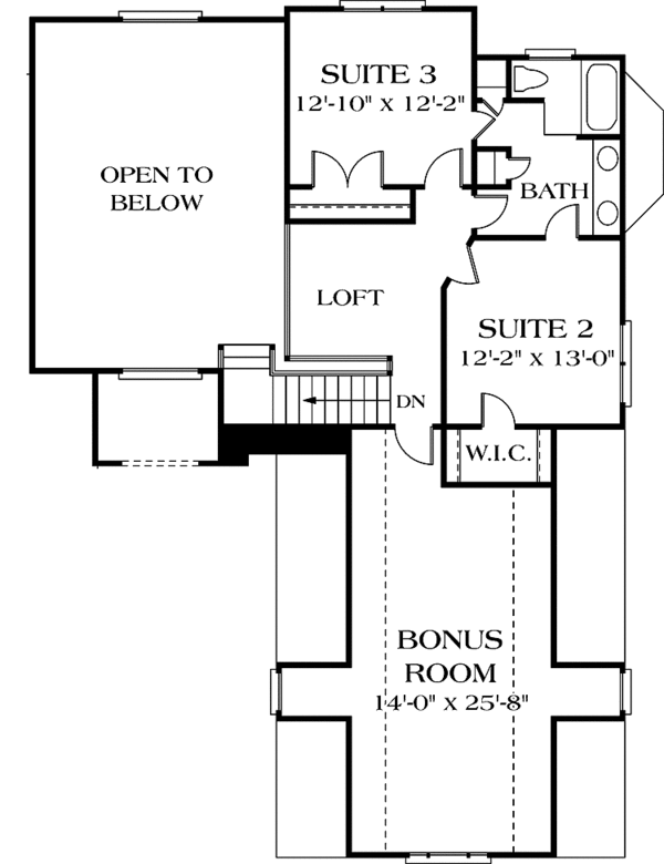 House Blueprint - Traditional Floor Plan - Upper Floor Plan #453-546